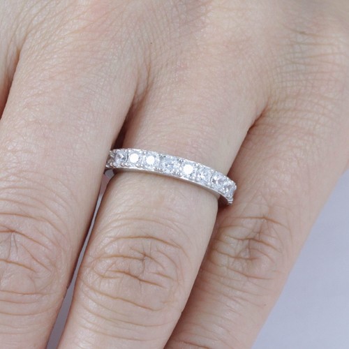 2.8mm 925 Sterling Silver Eternity Wedding Band CZ Engagement Ring 2.5-15 S10680 - Picture 3 of 6