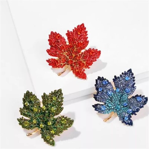 1/2/3/4PCS Crystal Maple Leaf Brooch Pin Women Clothing Collar Corsage Jewelry - Picture 3 of 34
