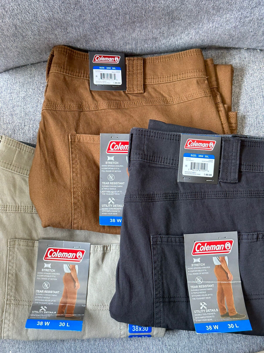 NWT - PICK COLOR/SIZE - Coleman Mens Stretch Tear Resistant Utility Work  Pants