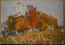 Ukrainian Soviet oil painting landscape realism impressionism trees 