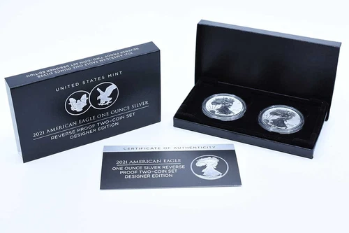 2021 $1 American Silver Eagle Designer Edition 2-Coin Set Reverse Proof in OGP