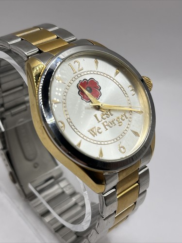 Legion Lest We Forget Men's Quartz Watch Two Tone Band 40mm Case- New Battery - 第 2/8 張圖片