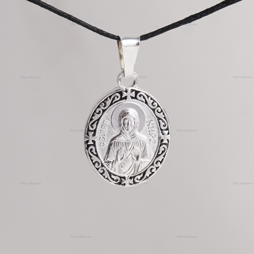 HEILIGE KIRA Orthodoxe Ikone Anhänger Halskette Damen Schmuck Икона Кира - Bild 3 von 3