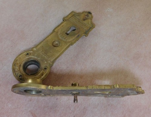 2 Antique Russell Erwin brass bronze door Miami Hotel back plates patent 1909 - Picture 9 of 13