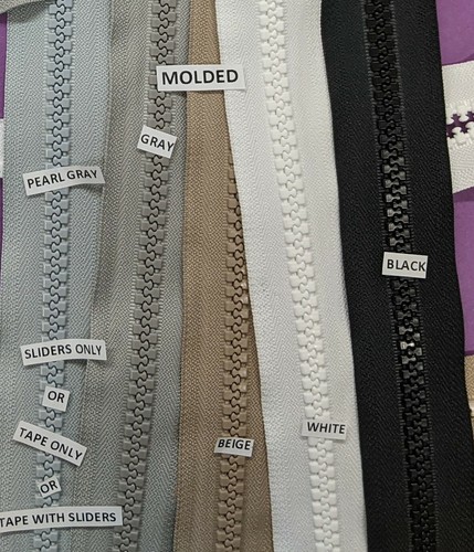 YKK #10 Vislon Sliders DOUBLE or SINGLE & Tape WHITE, BLACK, BEIGE, GRAY - Picture 42 of 44