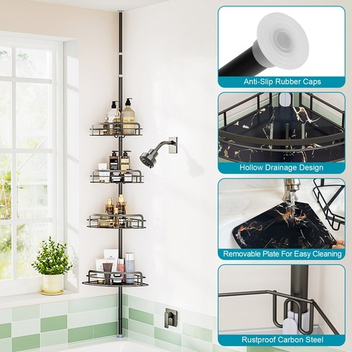 4 Tier Metal Rustproof Shower Corner Caddy Organizer for Bathroom Freestanding - Picture 9 of 15