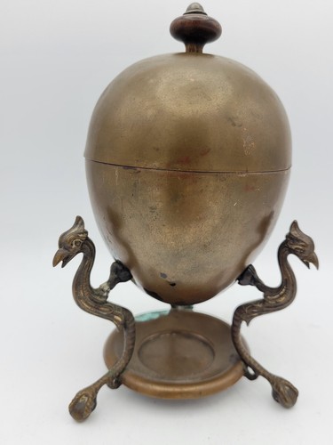 Hervidor de huevos de cobre calentador con patas figurativas avestruces siglo XIX - Imagen 2 de 11