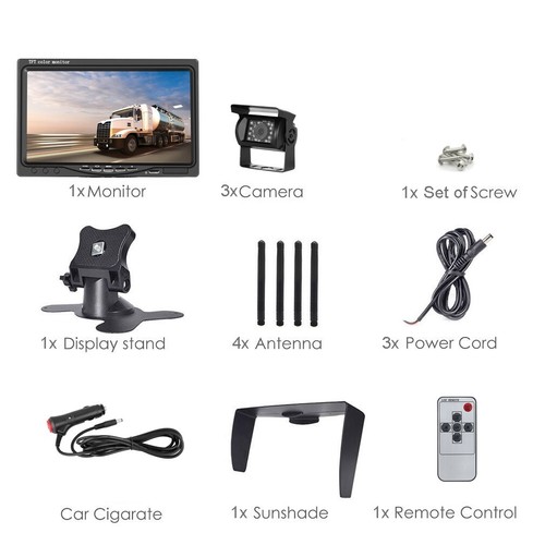 7" Split Screen Monitor+Reversing Wireless Reverse Camera For Truck Caravan Van - Picture 27 of 29