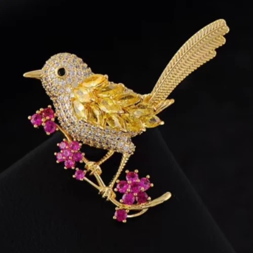 Adorable Colorful Brooch Pin Flower Bird Shiny Alloy Fashion Women Gift Party