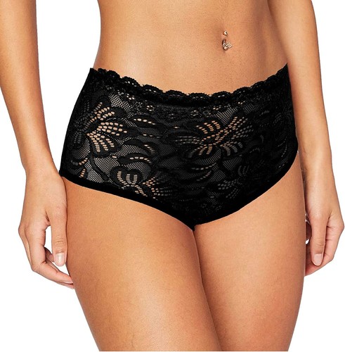 Trifolium Middle High Waist French Knickers Floral Lace Front Cotton Underpants - Picture 66 of 95
