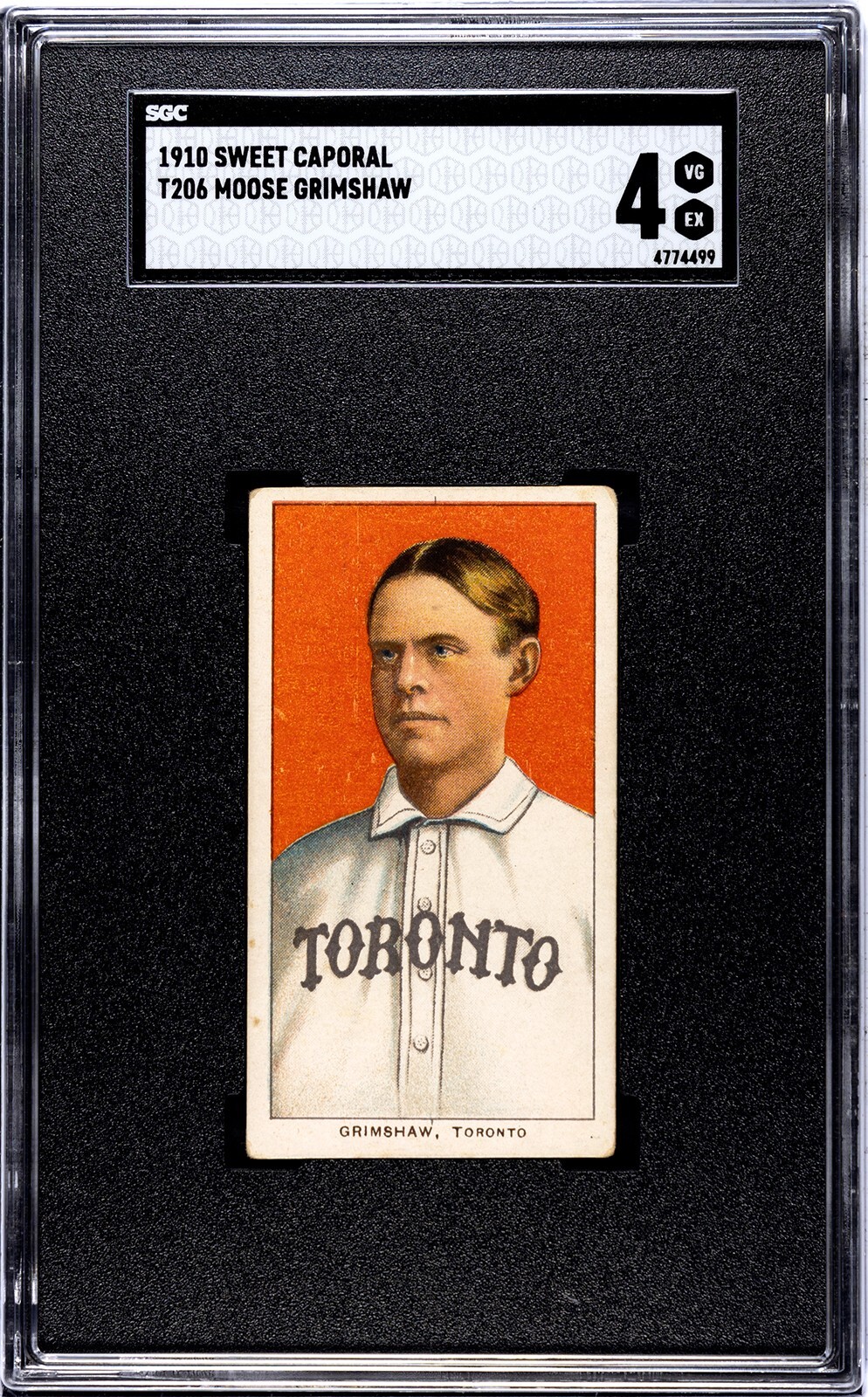 1909-11 T206 Myron Grimshaw RC - SGC 4 VG EX - Sweet Caporal - Centered Mooose *