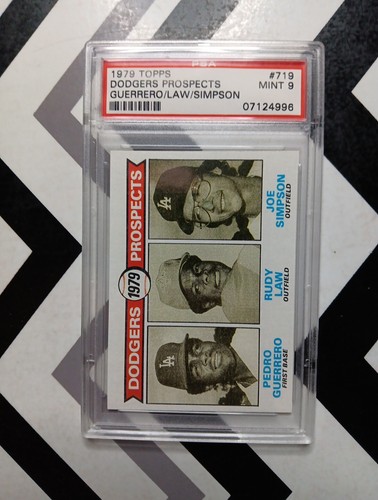 1979 Topps #719 Dodgers Prospects Pedro Guerrero / Rudy Law / JoeSimpson PSA 9