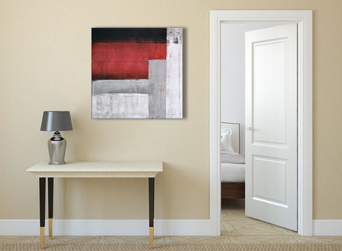 Quadro Rosso Grigio Astratto Soggiorno Tela Wall Art Decorazione 1s428l - 79cm - Foto 4 di 4