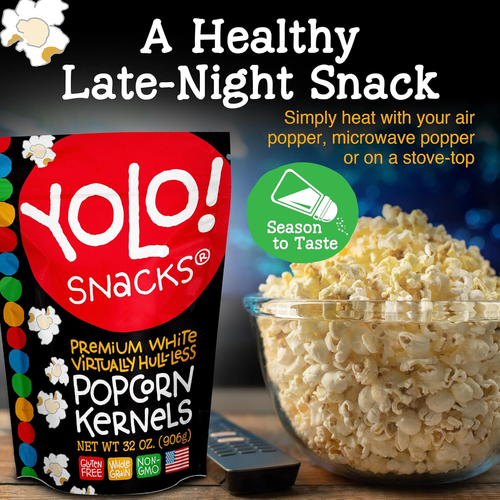 YOLO! Gourmet Praktisch Rumpflose Popcornkerne, Premium White Butterfly Popping - Bild 5 von 12