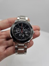 USED BURBERRY MENS BU9380 WATCH STAINLESS STEEL SILVER STRAP WITH BLACK DIAL - A