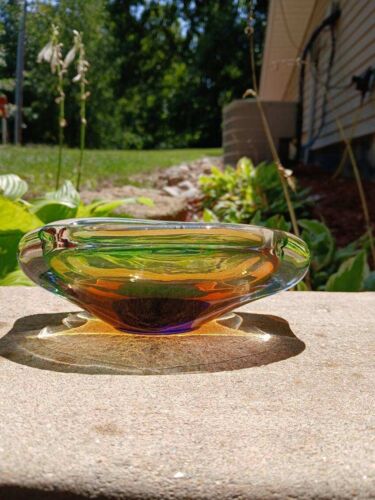 vintage Josef Rozinek mcm cigar ashtray Art Glass Deco Style 1960s Czech NICE - Picture 1 of 24