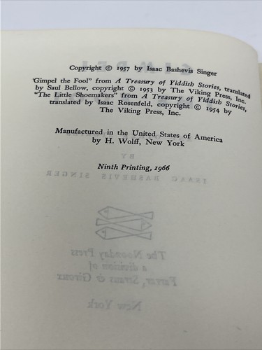 Gimpel the Fool by Isaac Bashevis Singer SIGNED Paperback 1968 Vintage Noonday - Picture 5 of 9