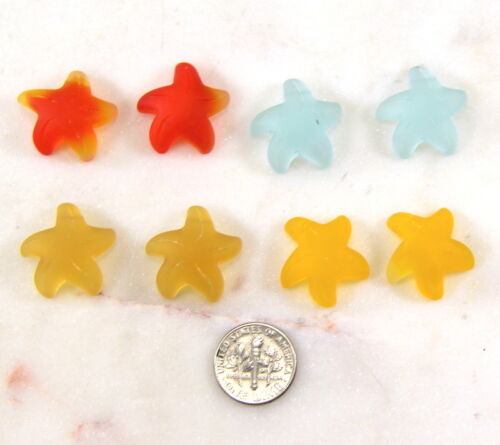Small Star Fish, Side Drilled, Frosted Sea Glass Finish, YOU PICK COLOR, 2 Piece - Picture 1 of 4