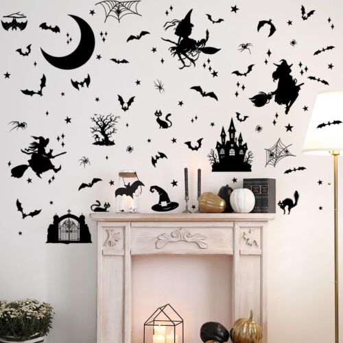 Halloween Wall Stickers,Halloween Witch Wall Decals,Bat Spider Gho - Picture 3 of 5