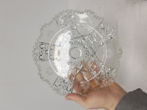 Antique Vintage American Brilliant Period Cut Glass Butter Dish As Is - Picture 7 of 8