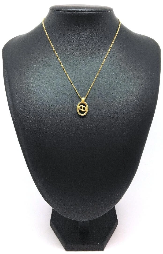 Collana Christian Dior logo marchio ovale oro donna