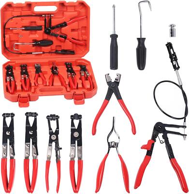 9-teiliges rotes flexibles Schlauchklemmenzangen-Set, große Reichweite Federdrahtklemmzange Schlauch