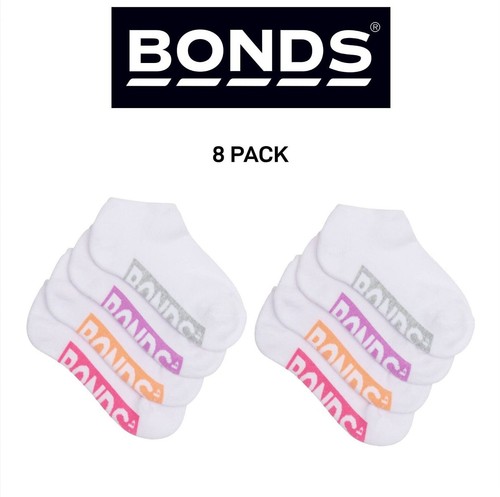 Bonds Kids Logo Light Low Cut Socks Comfy Lightweight Breathable 8 Pack RXU74W - Picture 1 of 3