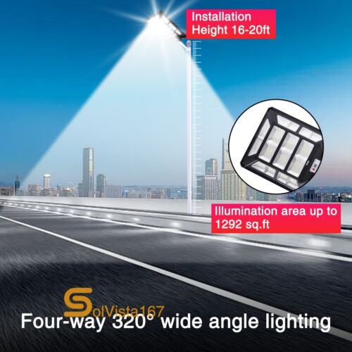 High Powered Solar Street Light Outdoor Dusk to Dawn Road Flood Lamp Parking Lot - Picture 87 of 150
