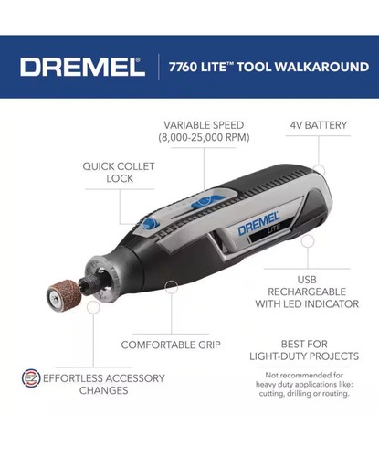 DREMEL 7760-N/10 Rotary Tool Kit,3.6V 784J43 - Picture 5 of 13