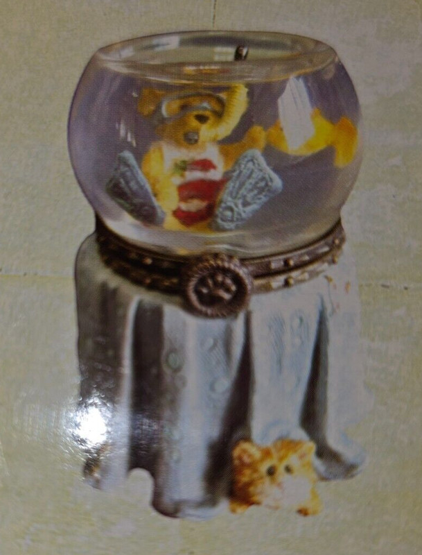 NEW Boyds Bears Uncle Bean's Treasure boxes Goldie's Fish Bowl w/Sushi McNibble