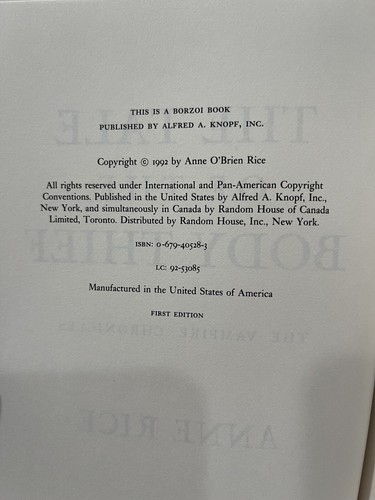 The Tale of the Body Thief by Anne Rice (First Edition, The Vampire Chronicles) - Picture 5 of 6