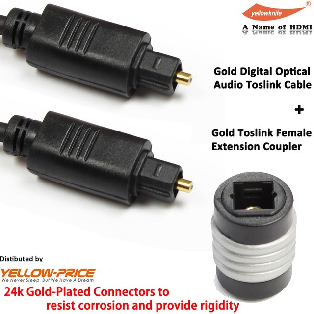 YellowKnife Gold Toslink-to-Optical Mini Plug Digital Cable+Optical Mini Adapter