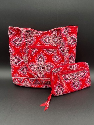 Vera Bradley rot nicht mehr produziert Frankly Scarlet Muster Schultertasche Handtasche & Geldbörse