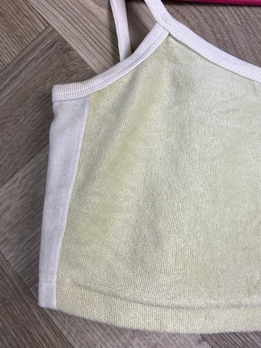Vintage O'Neill Boardbabes Strappy Yellow/White Cami Crop Top Size Small Y2K 00s - Picture 4 of 18