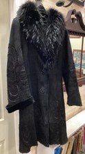 Modern Shearling Fur Jacket W/ Fur-lined Collar Black Small Coat Noi Firenze