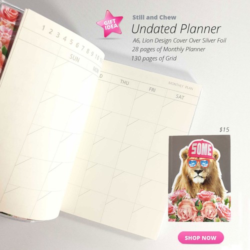 Undated Diary Planner Personal Daily A6 Notebook Grid Organiser GIFT15 UP DIA07