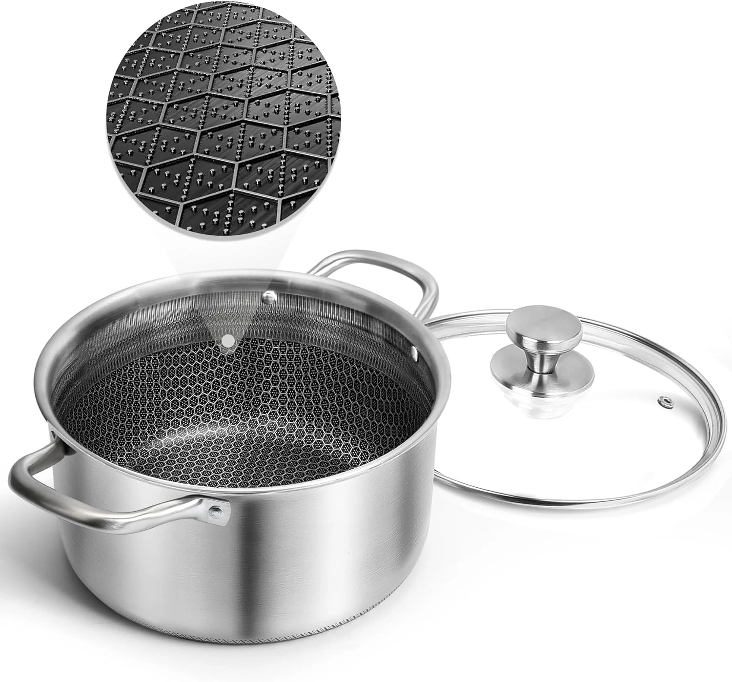 ™ Hybrid Nonstick 6 Quart Stainless Steel Stockpot with Glass Lid, Induction Sto