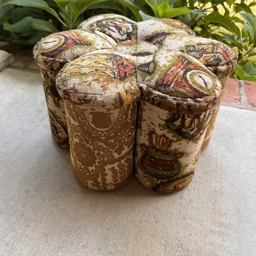 Vintage Ende 60er Anfang 70er Handarbeit Fußhocker Flower Power Retro Fußstütze Boho - Bild 2 von 10