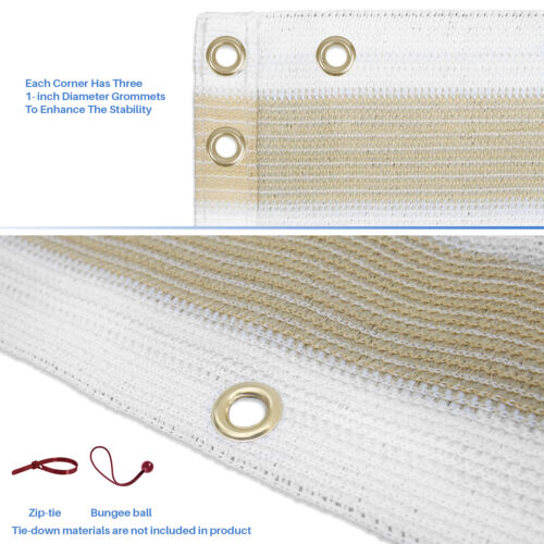 35in Tall Balcony Fence Screen Privacy Deck Garden Patio Shade Cover Beigestripe - Picture 4 of 6