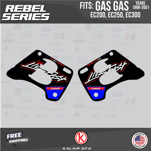 Graphics Kit for GasGas EC200 EC250 EC300 (1996-2001) Rebel - BLUE - Picture 4 of 6