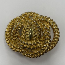 Vintage Douglas Paquette Signed Gold Tone Rope Knot Shaped Belt Buckle