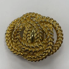 Vintage Douglas Paquette Signed Gold Tone Rope Knot Shaped Belt Buckle