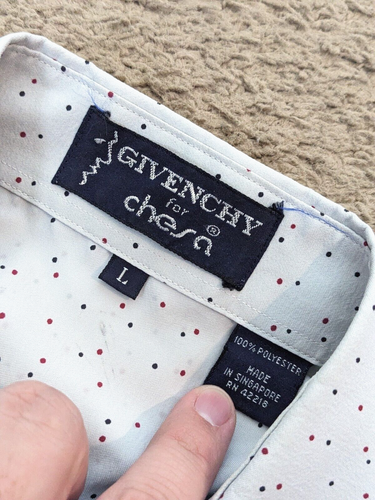 Vintage Givenchy Chesa Dance Shirt Polka-Dot Buttoned Men L Designer Poly 80s90s - Picture 3 of 7