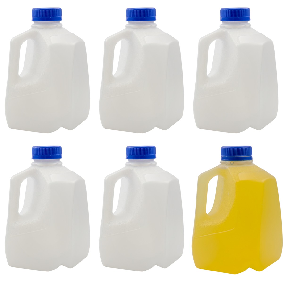 32oz Plastic Milk Jugs w/ Tamper Evident Caps 6pk, 1QT Portable 