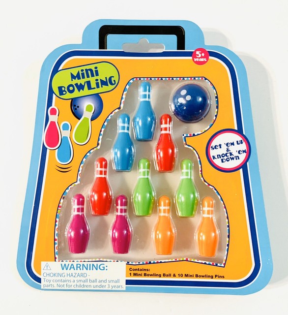 Mini Bowling Set Multicolor Pins Blue Ball Desktop NEW | eBay