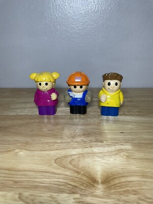 Lot Of 3 Mega Bloks Figures Dollhouse Bus Boy Construction Worker & Blonde Girl!