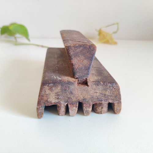 Vintage Primitive Handmade Textile Printing Block Wooden Stamp Old Decorative 80 - 第 4/5 張圖片