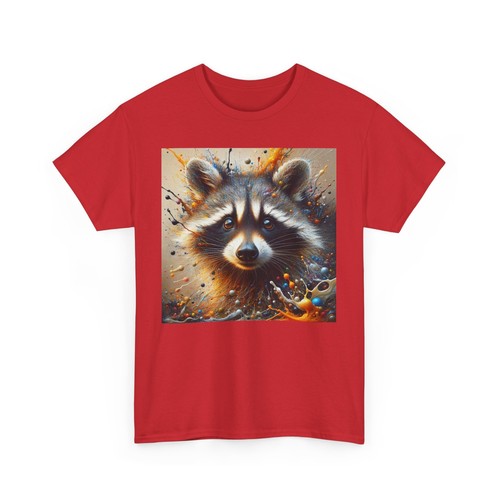 Racoon #2 In the Style of Jackson Pollock Unisex Heavy Cotton Tee - Picture 40 of 41