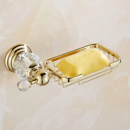 Set accessori bagno lusso cristallo argento ottone lucido oro ferramenta bagno - Foto 36 di 42