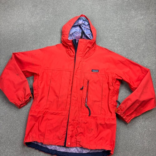 VINTAGE Patagonia Jacket Womens Medium Red Triolet Windbreaker Hood Coat Lady* - Picture 2 of 12